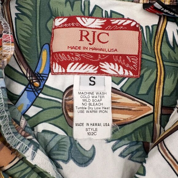 RJC Men's Hawaiian Shirt Size Small Cotton Tropical Print Short Sleeves Button - Picture 2 of 3